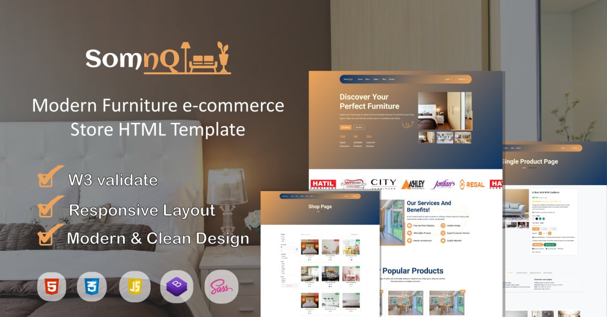 SomnQ - Exclusive & Multipurpose Furniture eCommerce HTML Template