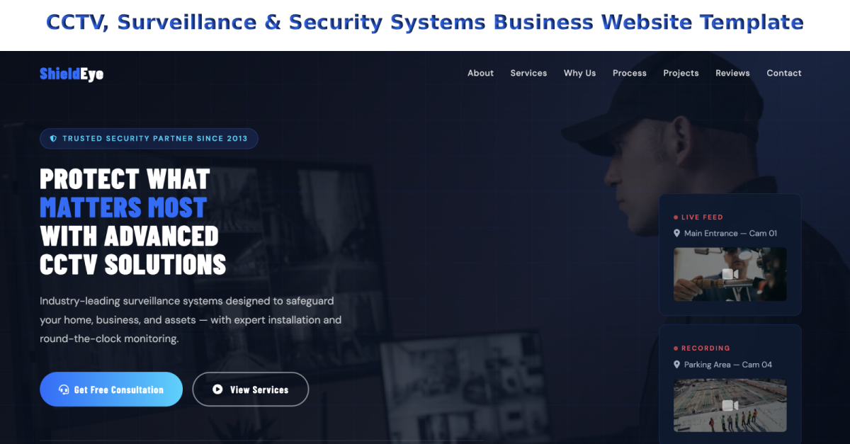 CCTV, Surveillance & Security Systems Business Website Template