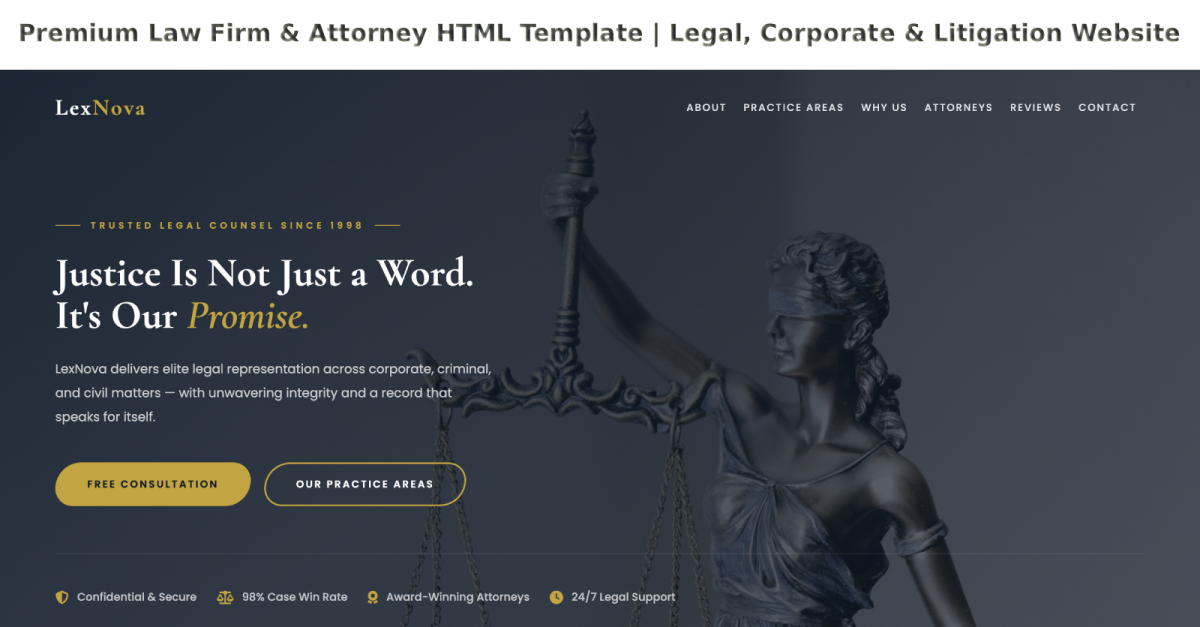 LexNova – Premium Law Firm & Attorney HTML Template | Legal, Corporate & Litigation Website