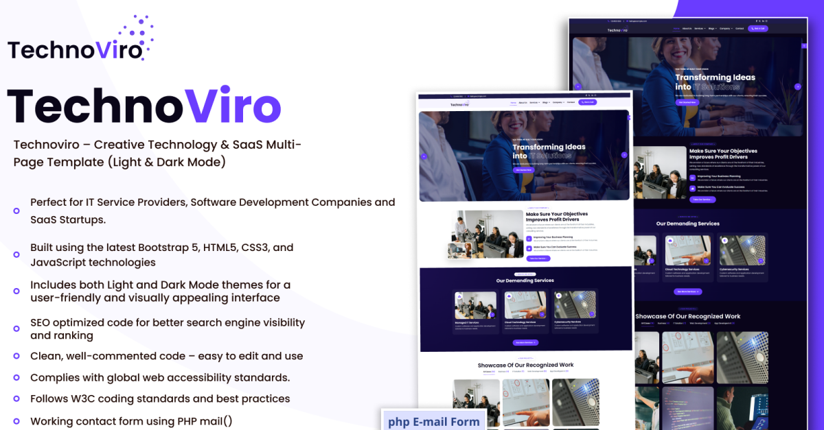 Technoviro – Innovative Technology and SaaS Solutions Multi-Page Website Template