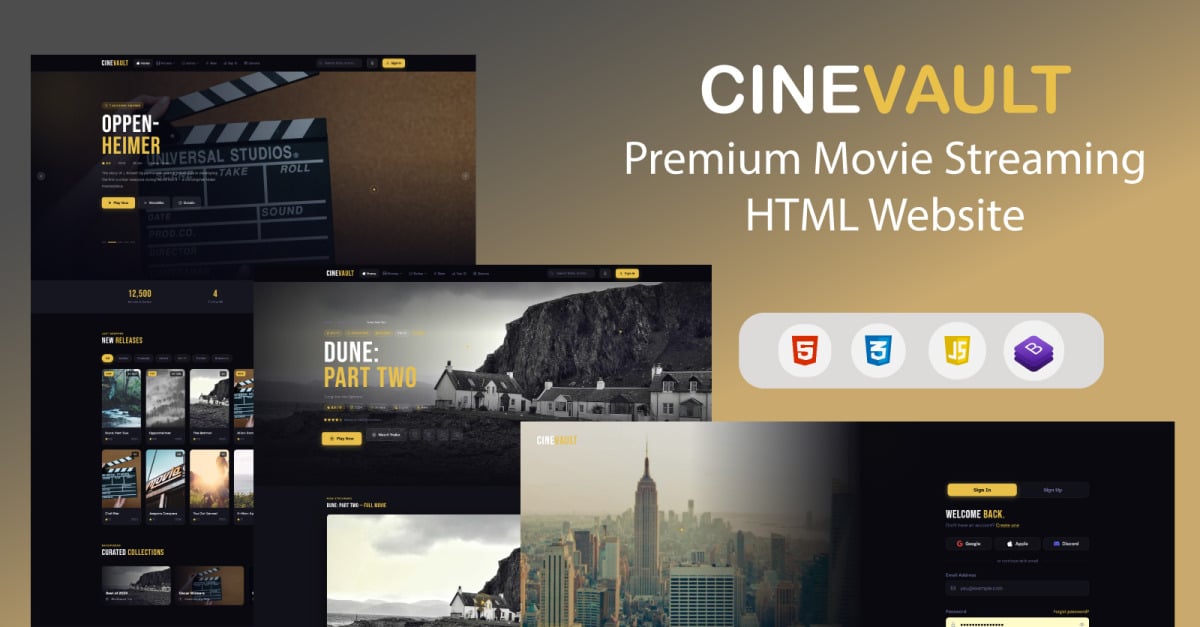 CineVault — Premium Movie Streaming HTML website Template