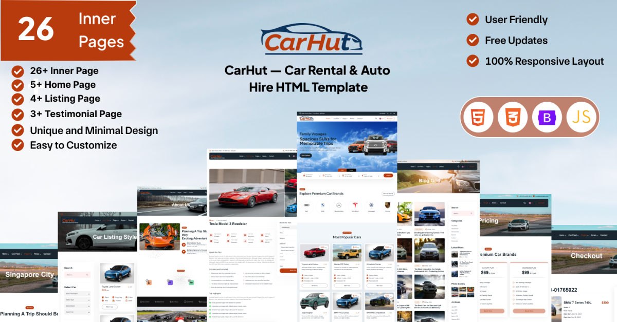 CarHut — Car Rental and Auto Hire HTML Template