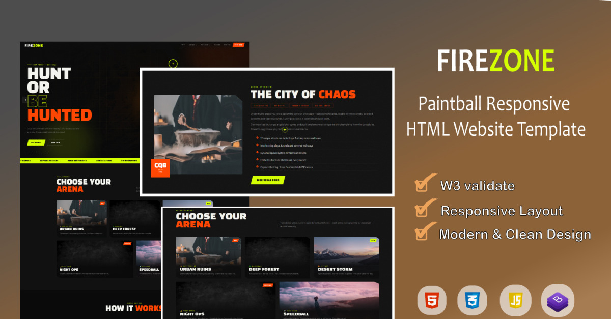 Firezone - Paintball Responsive  HTML Website Template
