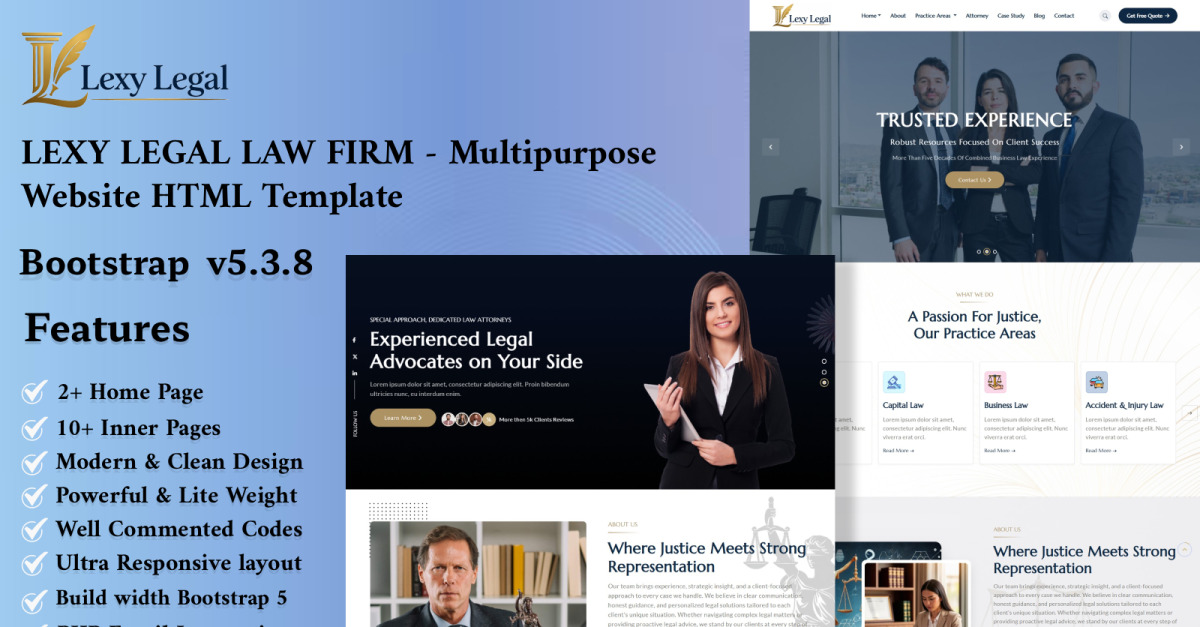 Lexy Legal - Lawyer,  Attorney and Multipurpose Law Firms Website Template