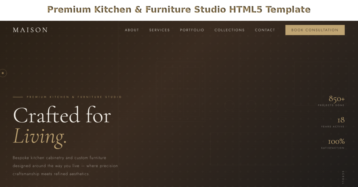Premium Kitchen & Furniture Studio HTML5 Template