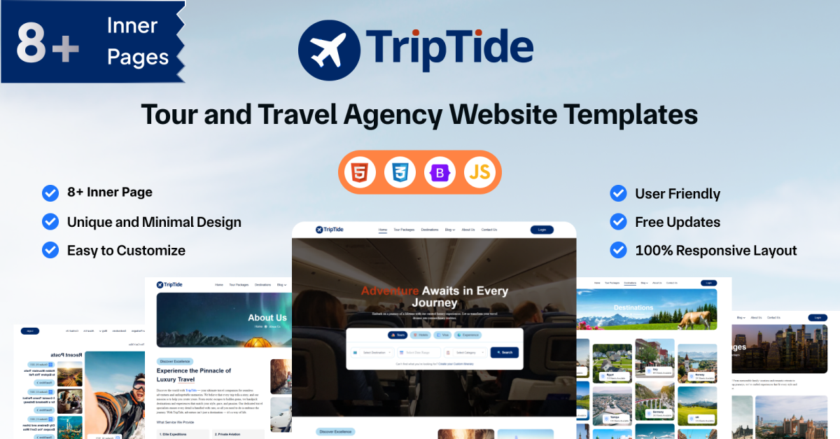 TripTide Travel Website HTML Template