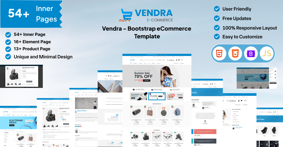 Vendra — Multipurpose Bootstrap eCommerce HTML Template.