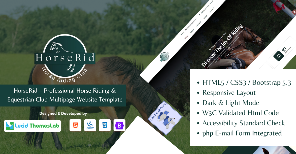 Horseride – Horse Riding and Equestrian Training Multipage HTML Template