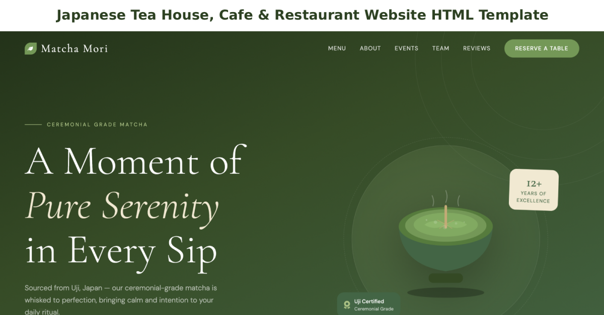 Japanese Tea House, Cafe & Restaurant Website HTML Template