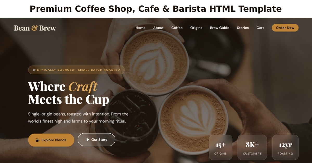 Premium Coffee Shop, Cafe & Barista HTML Template