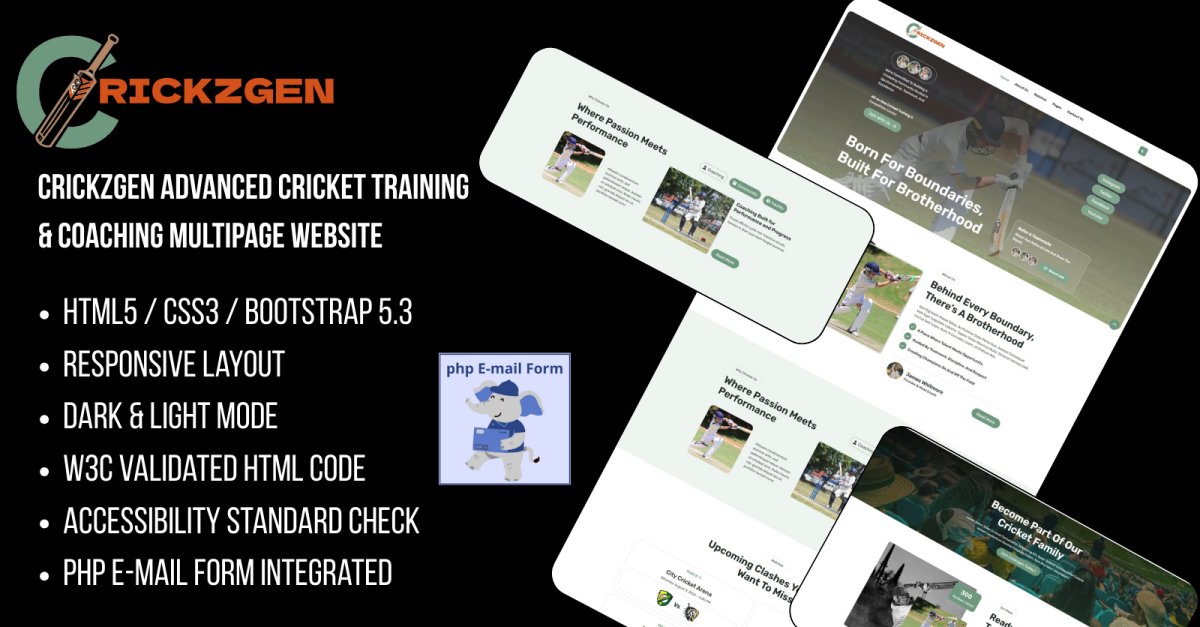 Crickzgen – Cricket Academy and Professional Coaching Multipage Website Template