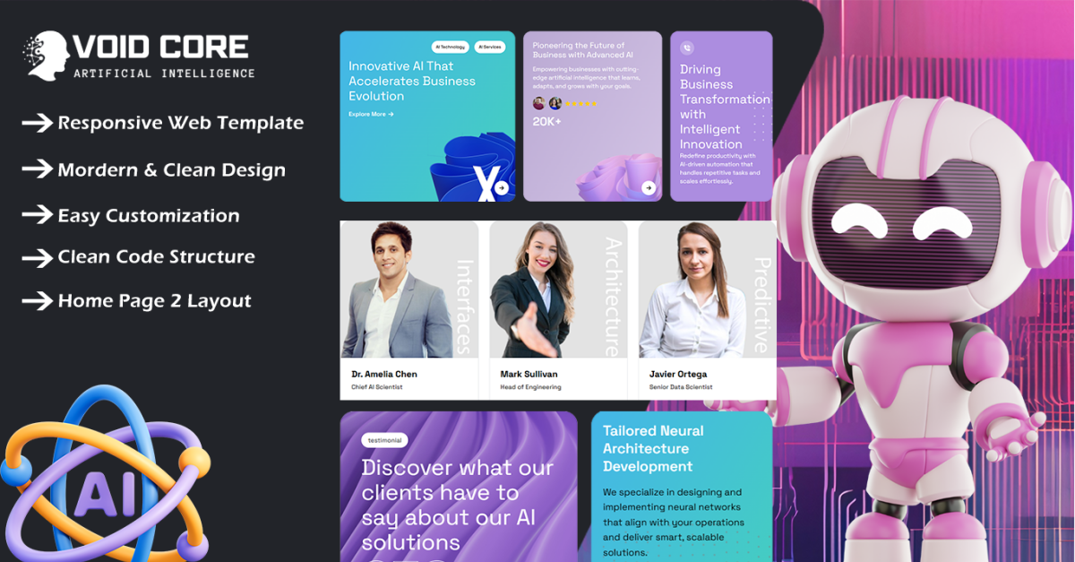 Aivoidcore – Artificial Intelligence & Machine Learning HTML Template