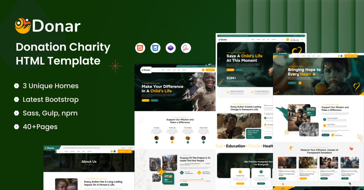 Donar - NonProfit Donation Charity HTML Template