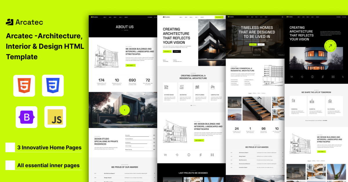Arcatec – Architecture, Interior & Design HTML Template
