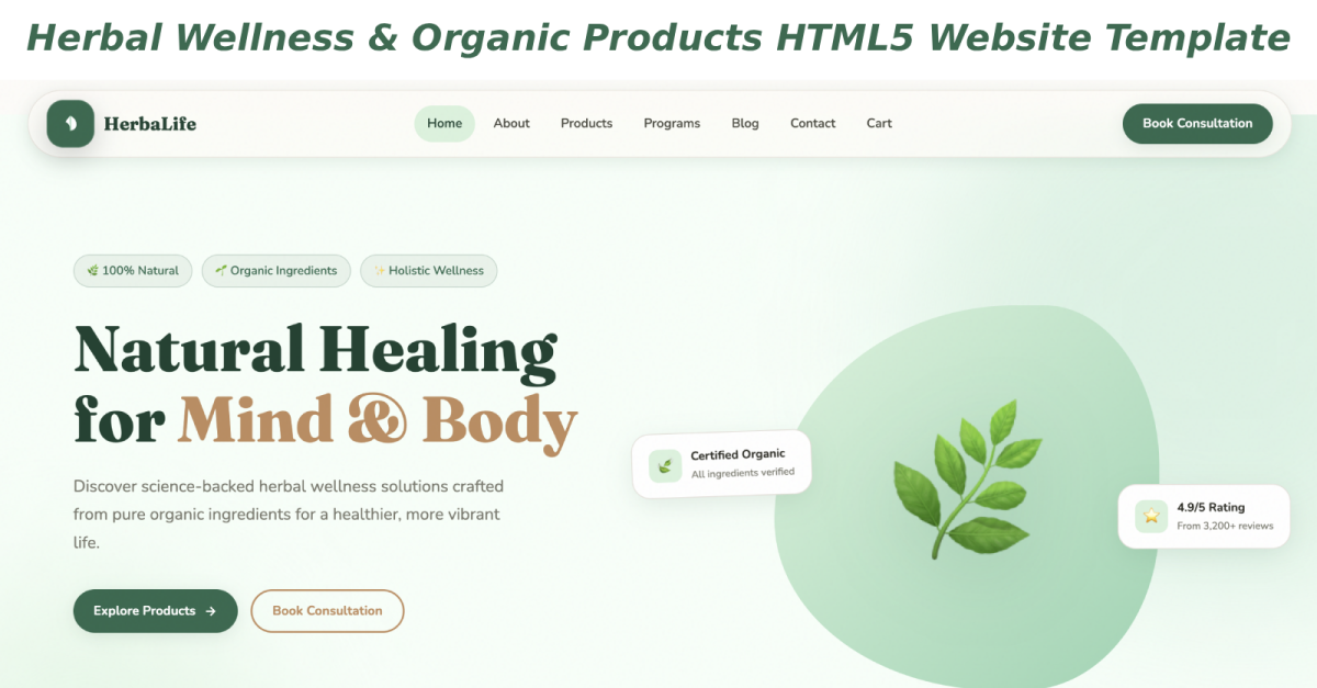 HerbaLife | Herbal Wellness & Organic Products HTML5 Website Template