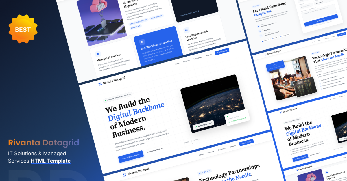 Rivanta Datagrid – AI IT Company & Managed Services HTML5 Template