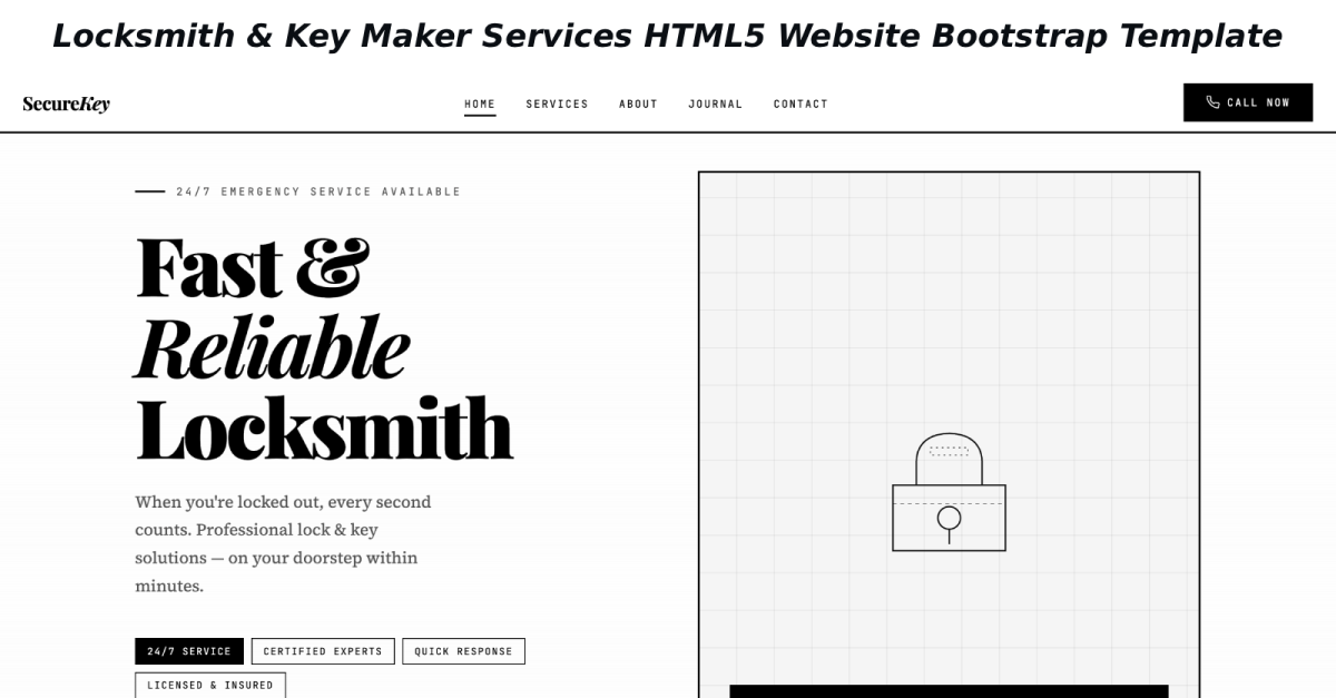 SecureKey β Locksmith & Key Maker Services HTML5 Website Bootstrap Template