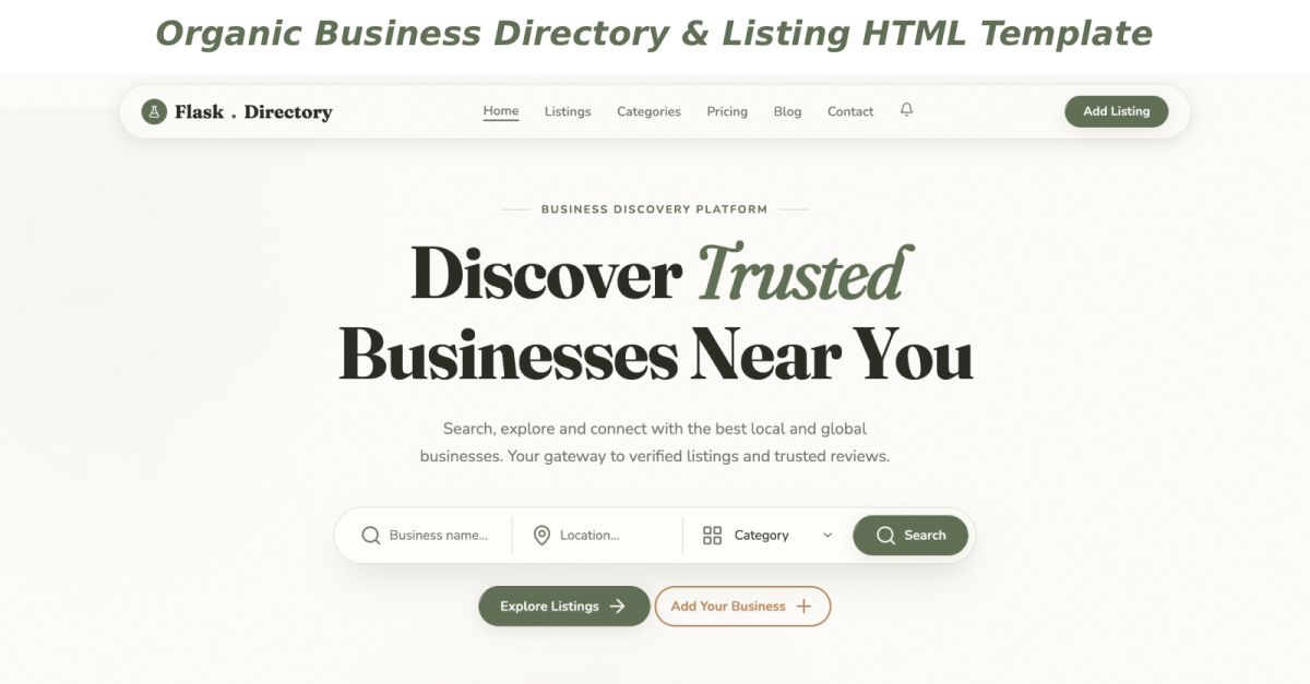 FlaskDirectory – Organic Business Directory & Listing HTML Template
