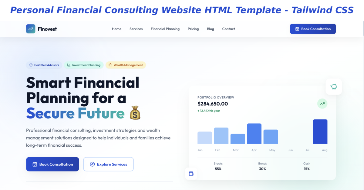 Personal Financial Consulting Website HTML Template - Tailwind CSS