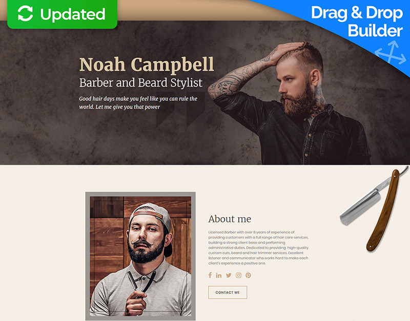 Noah Campbell - Barber CV MotoCMS 3 Landing Page Template
by MotoCMS