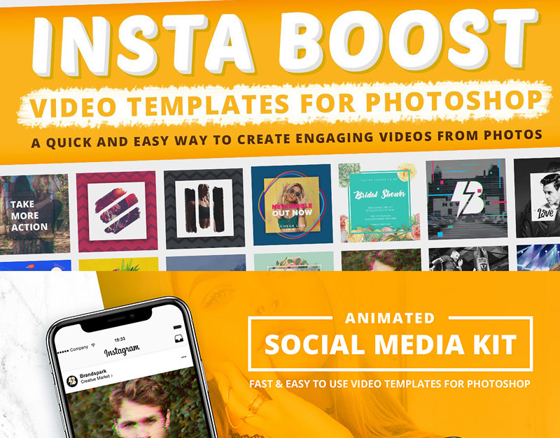 Animated - Instagram Video Templates for Photoshop for Social Media