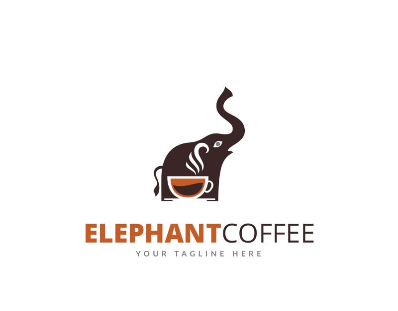 Modelo de logotipo de café do elefante - TemplateMonster