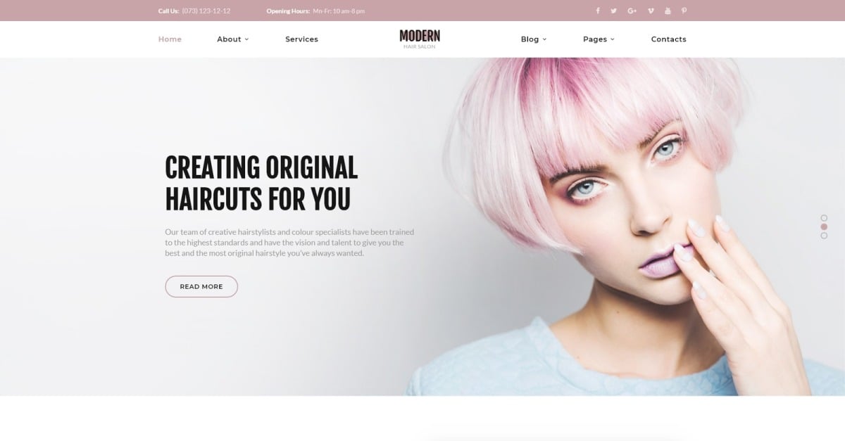 Modern - Vivid Hair Salon Multipage Website Template
