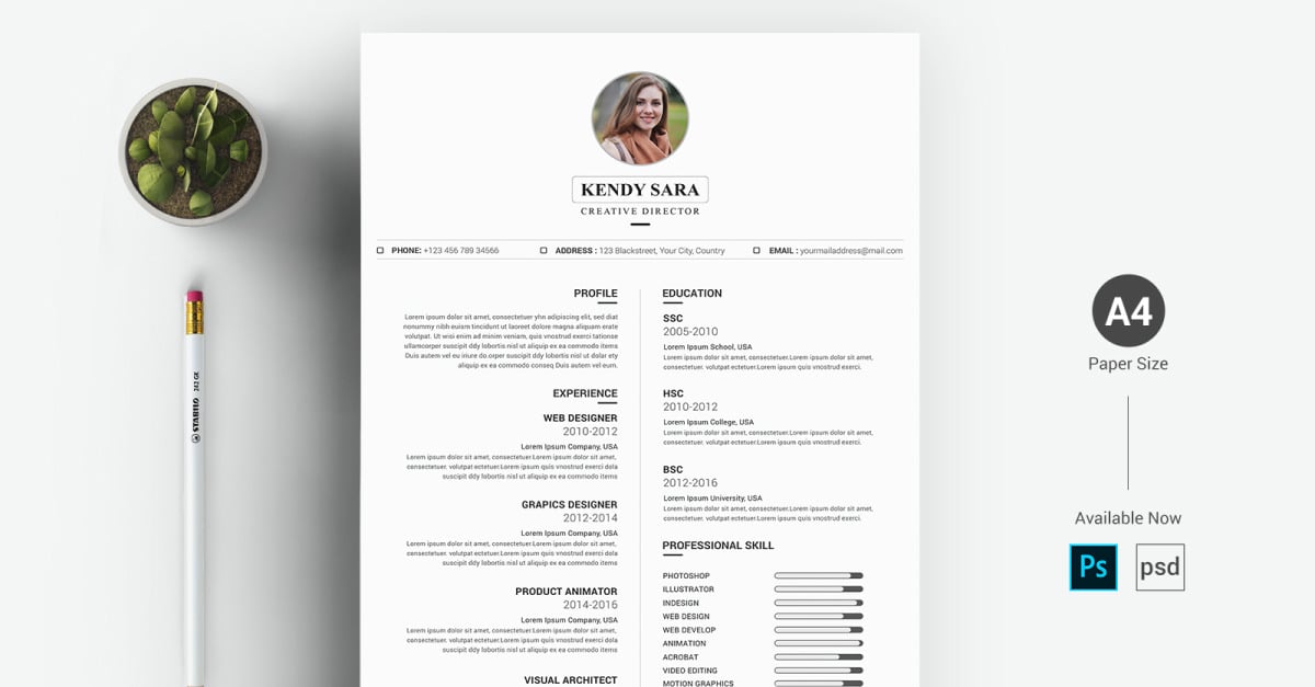 Kendy Sara - CV & Resume Template - TemplateMonster