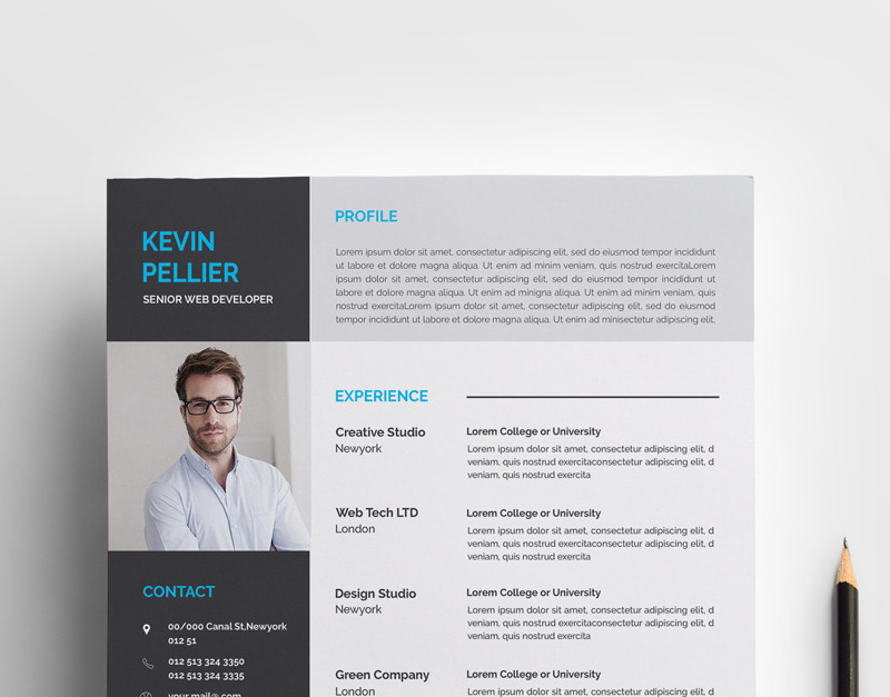 Pellier Clean Resume Template #73715 - Templatemonster