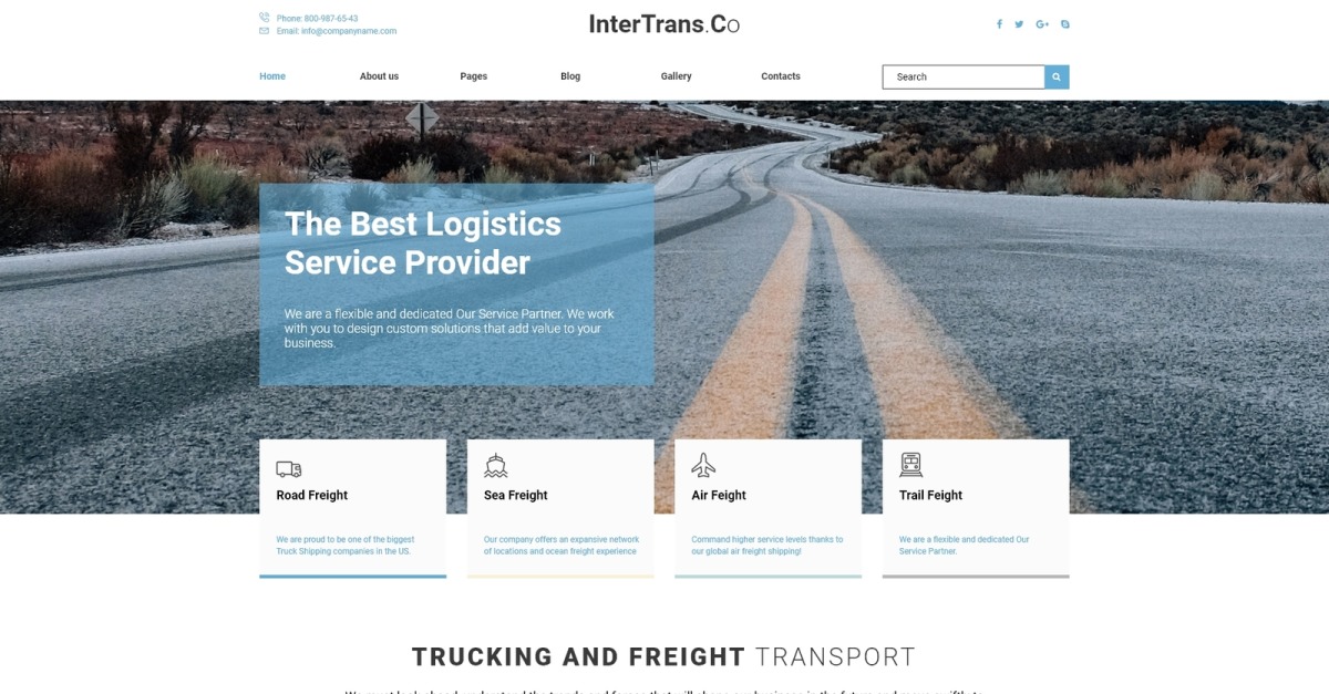 Интертранс. Cargo transport html Template.