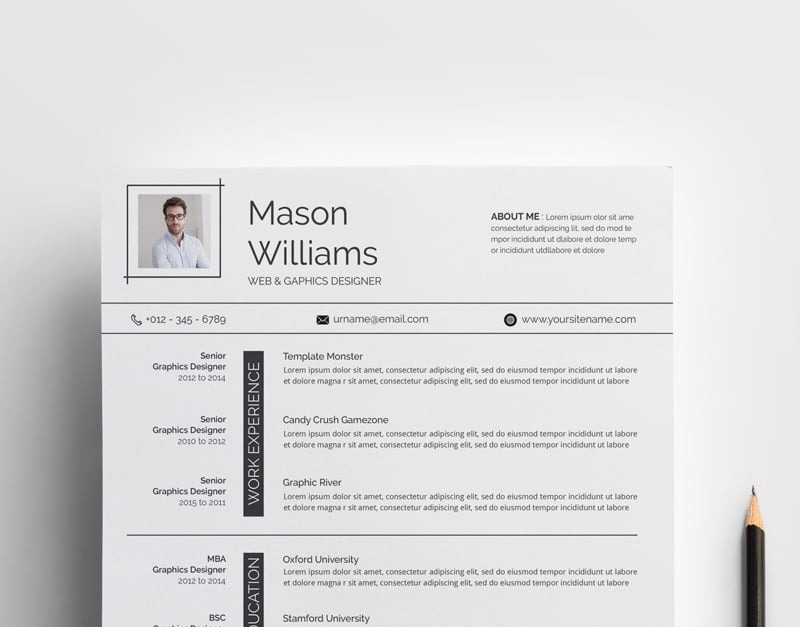 Clean and creative Resume/cv Template - TemplateMonster
