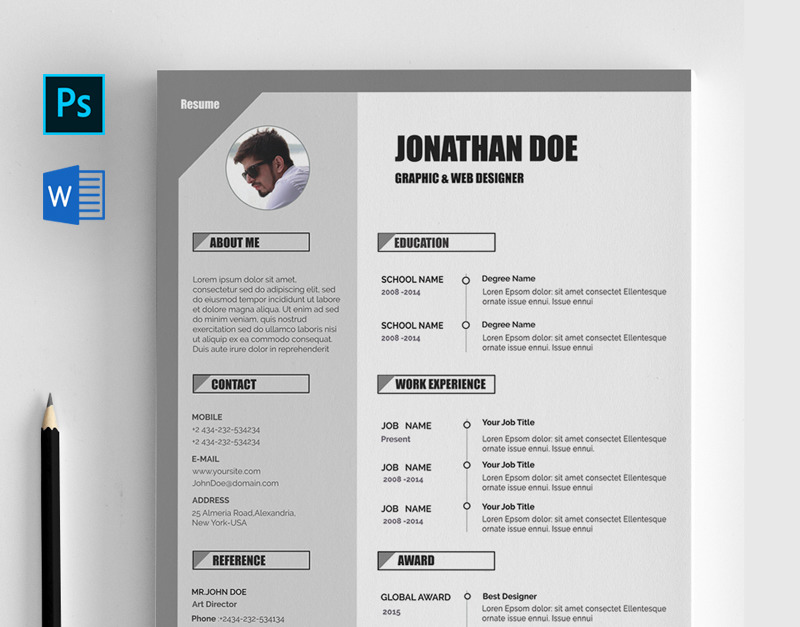 Jonathan Doe CV Resume Template #76175 - TemplateMonster