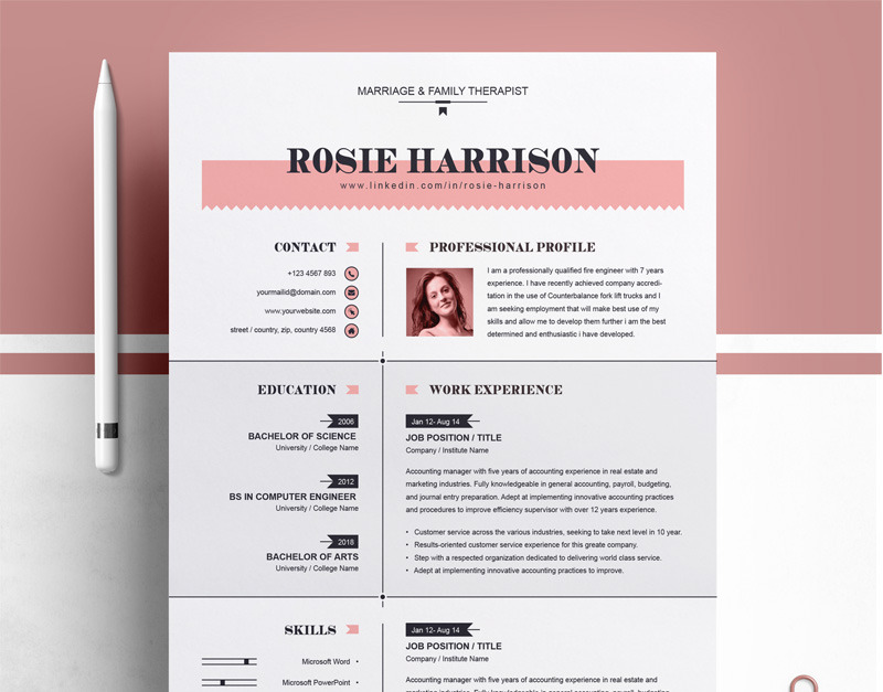 Rose Resume Template #76563 - TemplateMonster