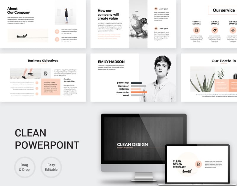 Clean Design Minimal Presentation PowerPoint template