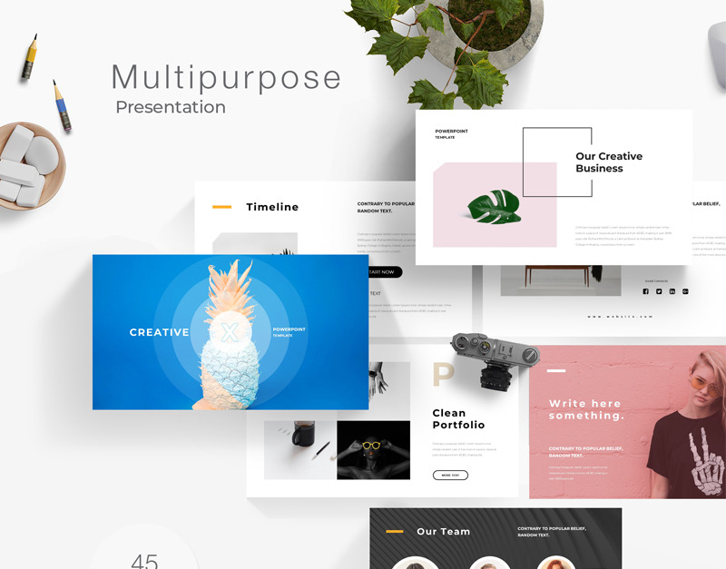 Bunte Business-Mehrzweck-PowerPoint-Vorlage - TemplateMonster