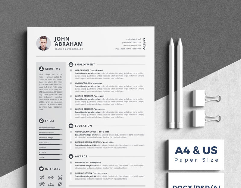 John Abraham Resume Template #80060 - TemplateMonster