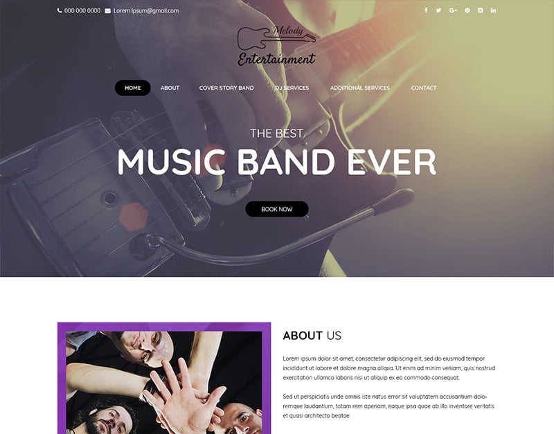 Melody Entertainment Music Band PSD Template