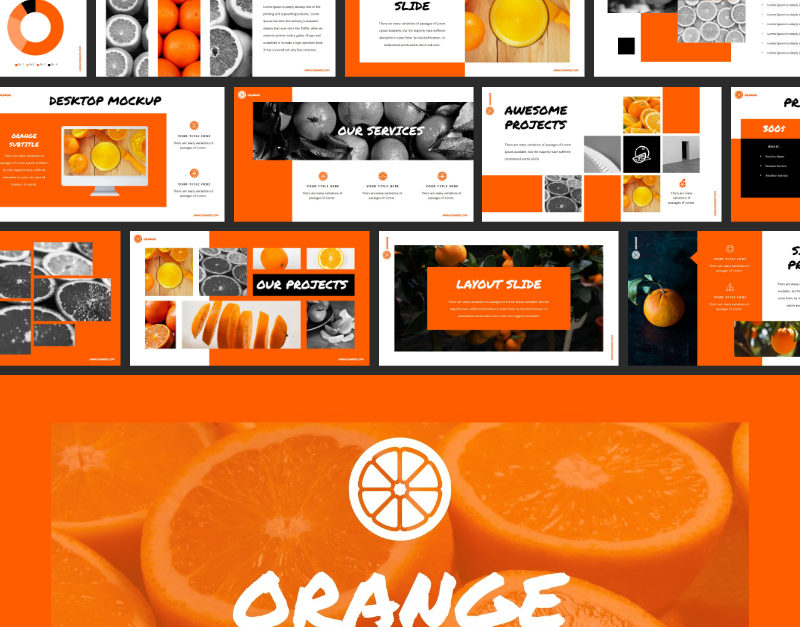 Orangefarbene PowerPoint-Vorlage #80160 - TemplateMonster