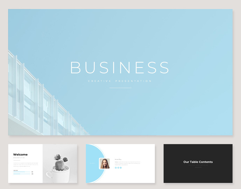 Clean Business PowerPoint template #80547 - TemplateMonster
