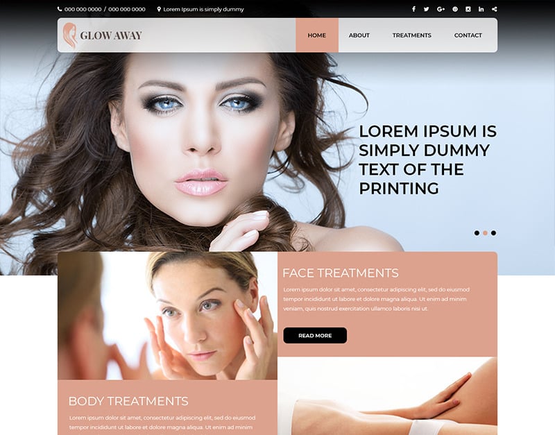 Glow Away - Skin Care PSD Template #80660 - TemplateMonster