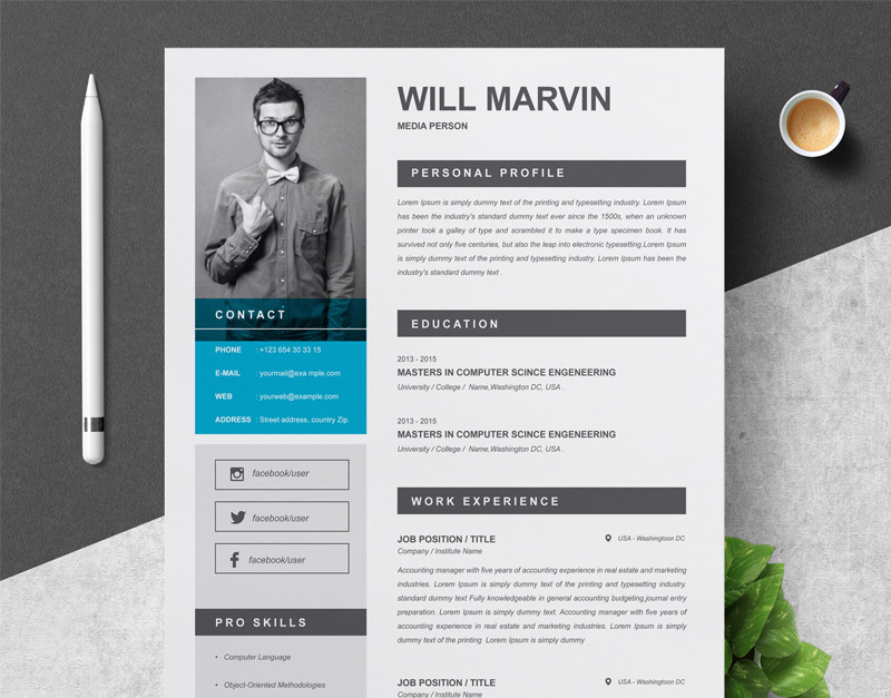 Marvin Resume Template #82325 - TemplateMonster