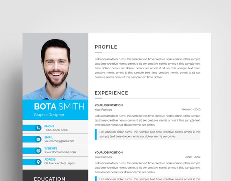 Bota Smith Word Resume Template #85840 - TemplateMonster