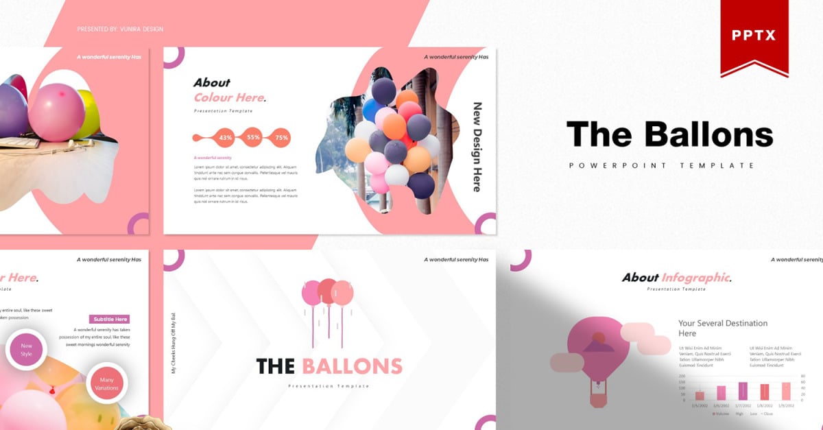 The Ballons | PowerPoint template #85869 - TemplateMonster