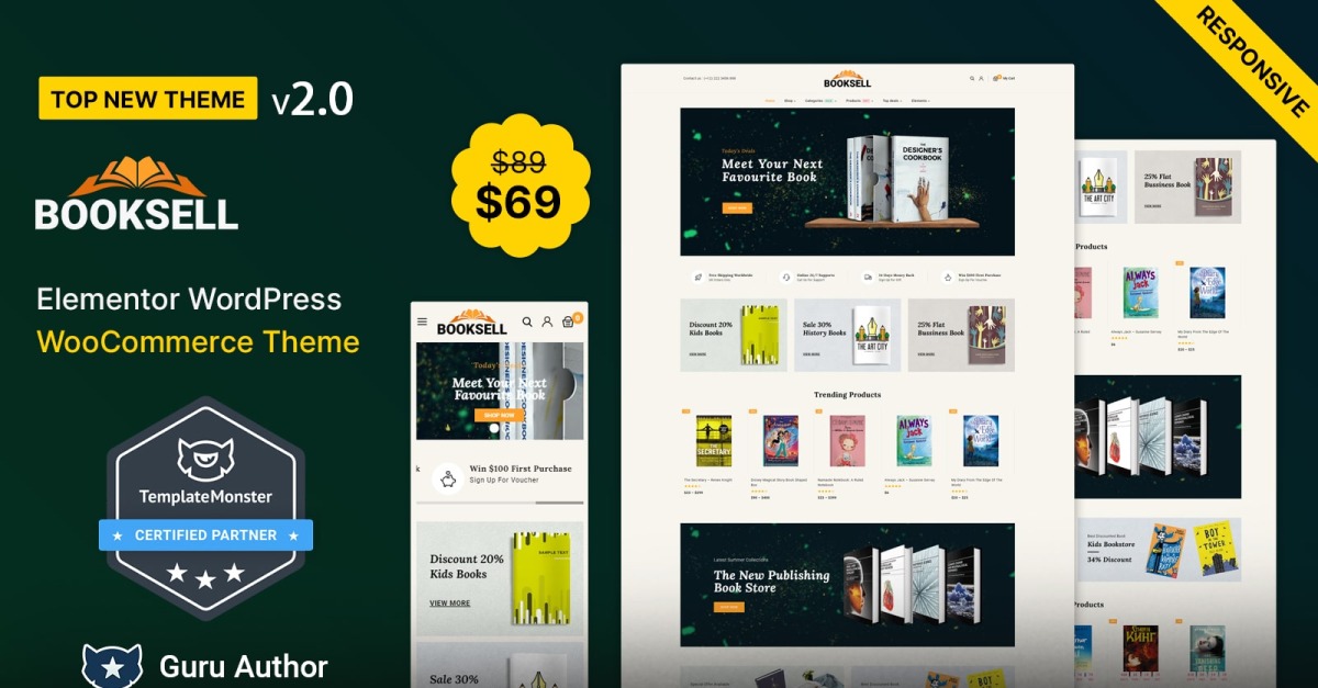 Booksell - 书籍和文具店 WooCommerce 主题 #86100 - TemplateMonster