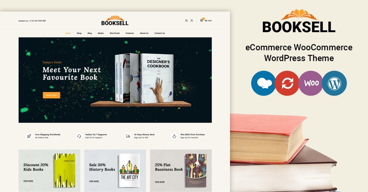 Booksell - Tema WooCommerce de livros e papelaria