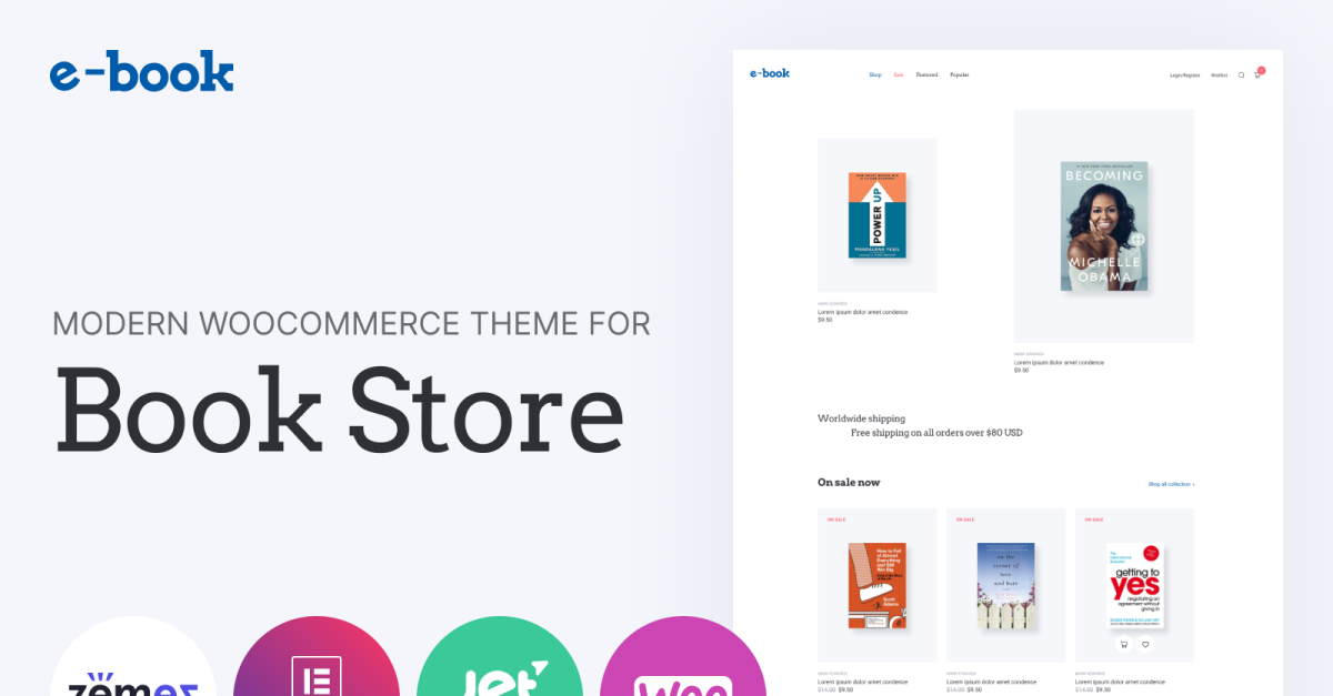 E-book - e-book website theme with widgets for Elementor WooCommerce Theme