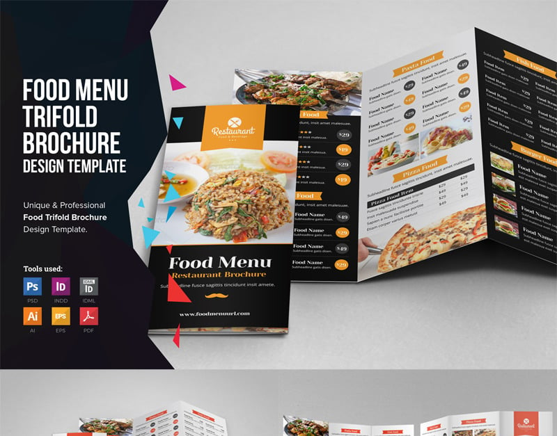 Disha - Food Menu Trifold Brochure - Corporate Identity Template