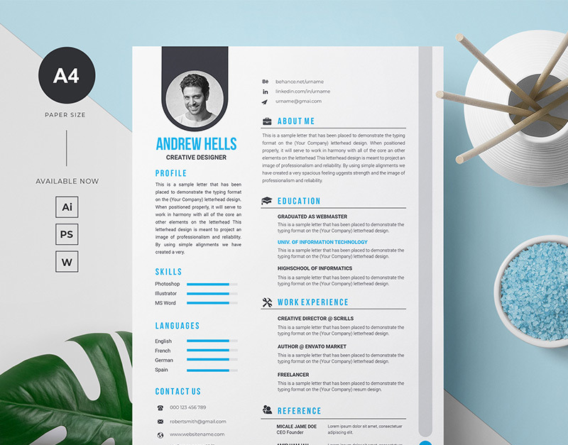 Andrew Hells CV Resume Template #86587 - TemplateMonster