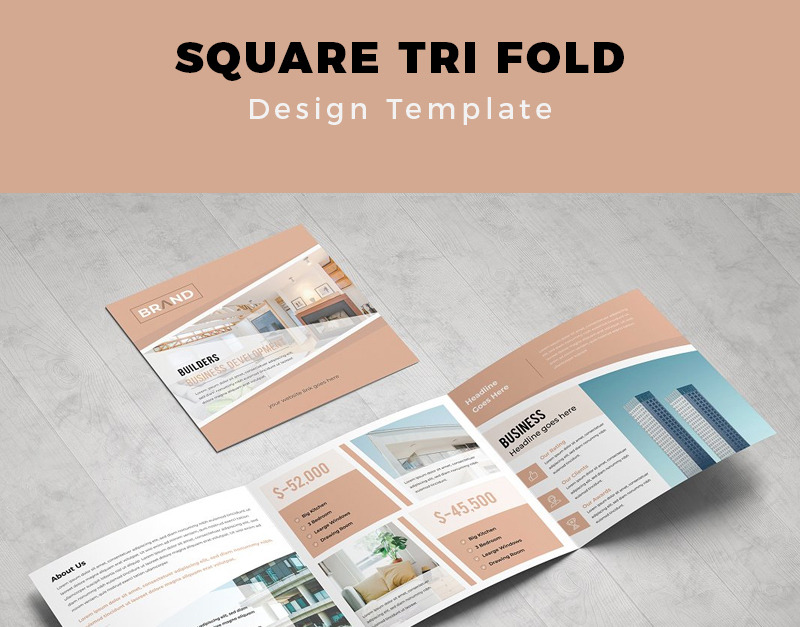 Nueva Real Estate Square Tri fold Brochure - Corporate Identity Template