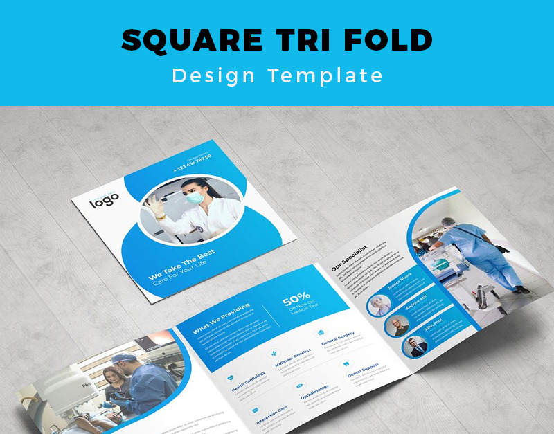 Peters Blue Square Medical Trifold Brochure - Corporate Identity Template